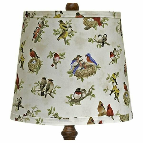 Homeroots Brown Candlestick Woodland Birds Shade Table Lamp 473317